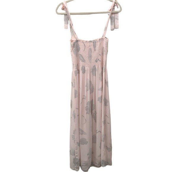 Aritzia Wilfred Women's Golden Hour Floral Midi Dress Soft Pink/Silver Small - Picture 4 of 9